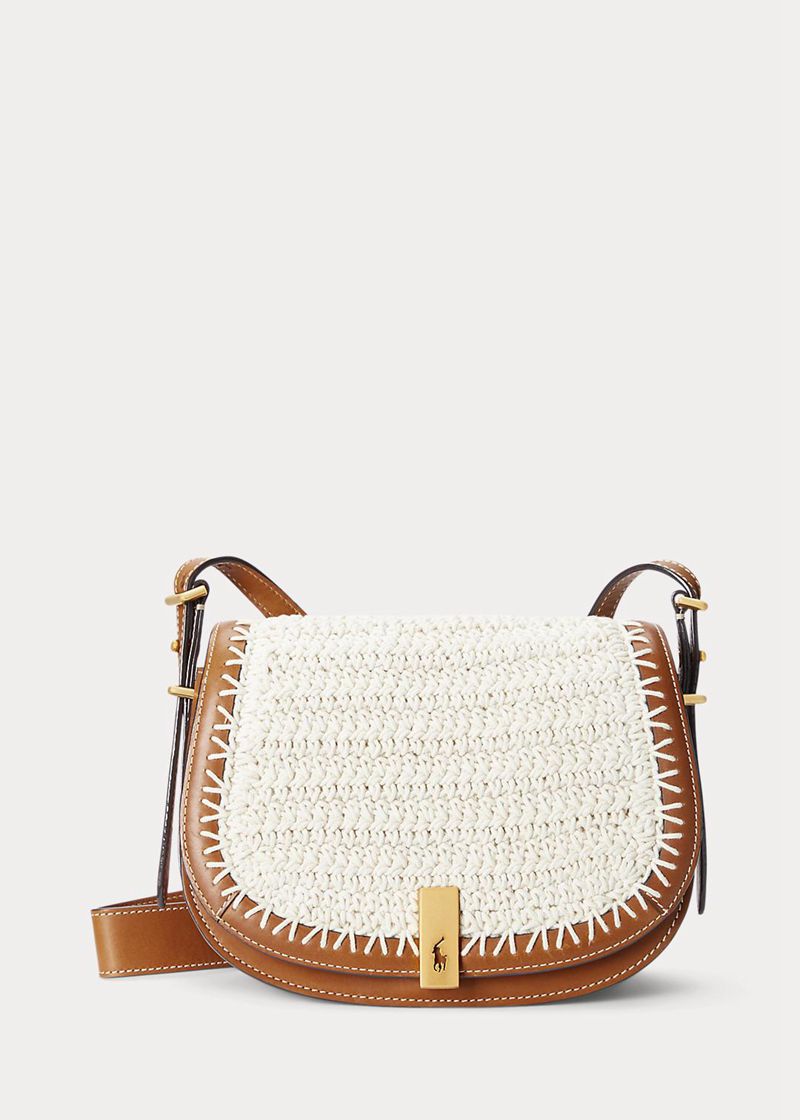 ポロ ラルフ ローレン バッグ レディース 白 Polo Id Crochet Saddle QJYHF0867